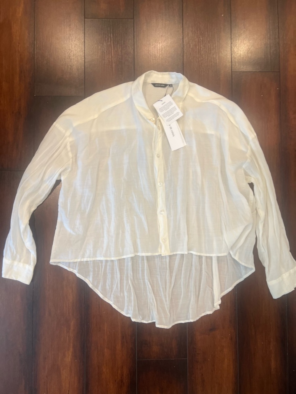 Relaxed Ivory Hi-Low Shirt by Pas De Calais… NWT